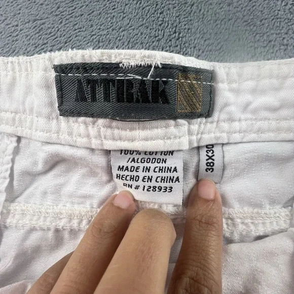 Vintage Attrak Cargo Pants Mens Size 38x30 Rip Stop White Paratrooper Baggy RARE